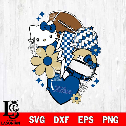 Tulsa Golden Hurricane Hello Kitty NCAA 2 Svg Eps Dxf Png File, Digital Download, Instant Download