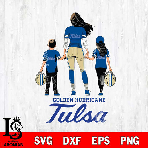 Tulsa Golden Hurricane Mother and son Rugby SVG DXF EPS PNG FILE,NCAA SVG, Father day Digital Download,Instant Download, Silhouette