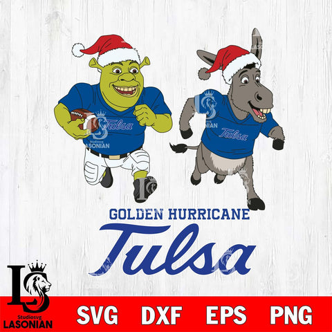 Tulsa Golden Hurricane Shrek and Donkey Football Cricut,Christmas SVG DXF EPS PNG FILE, NCAA Digital Download,Instant Download, Silhouette