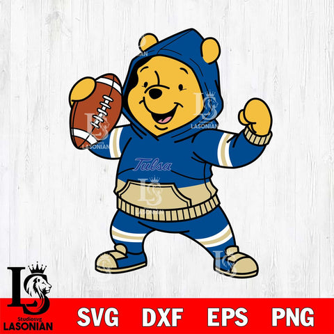 Tulsa Golden Hurricane Winnie The Pooh Disney Football Christmas File Cut, NCAA SVG DXF EPS PNG FILE, Digital Download , Criucut , Silhouette