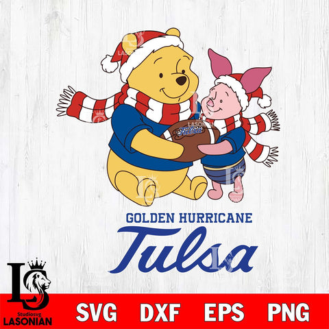 Tulsa Golden Hurricane Winnie the Pooh & Piglet Football Cricut,Christmas SVG DXF EPS PNG FILE, NCAA Digital Download,Instant Download, Silhouette