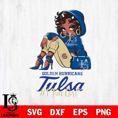 Tulsa Golden Hurricane #1 beauty Black Fan Girl, Svg Eps Dxf Png File, Digital Download