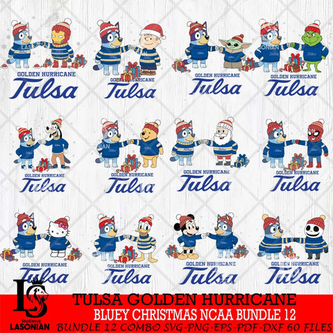Tulsa Golden Hurricane  Bluey friends christmas NCAA Bundle File Cut,Bundle NCAA SVG DXF EPS PNG FILE, Digital Download,Instant Download, Silhouette