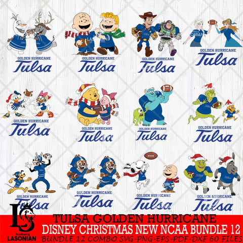 Tulsa Golden Hurricane  Disney Christmas New NCAA Bundle 12 Cricut,Christmas SVG DXF EPS PNG FILE, BUNDLE NCAA Digital Download,Instant Download, Silhouette
