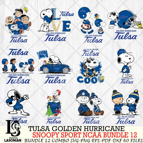 Tulsa Golden Hurricane  Snoopy NCAA Bundle 12 SVG Svg Eps Dxf Png File, Digital Download