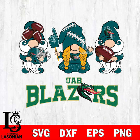 UAB Blazers 3 Gnomes Football Svg Eps Dxf Png File, Digital Download, Instant Download