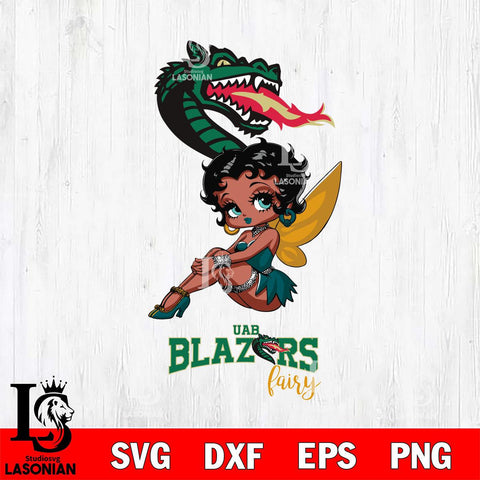 UAB Blazers Beauty Black Fairy Betty Boop, Svg Eps Dxf Png File, Digital Download