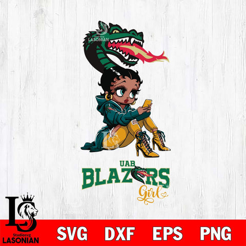 UAB Blazers Beauty Black Fan Girl Football, Svg Eps Dxf Png File, Digital Download
