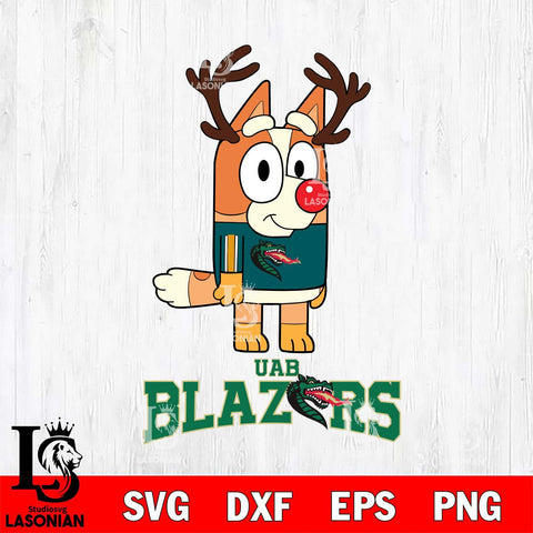 UAB Blazers Bluey Chilli Christmas Deer Svg Eps Dxf Png File, Digital Download
