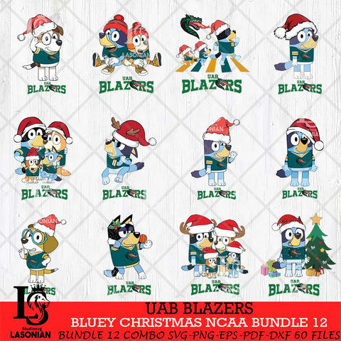 UAB Blazers Bluey Christmas NCAA Bundle 12 Cricut File Cut Files , Bluey Cricut , Christmas Svg , Bluey svg , Digital Download, dxf eps png pdf file