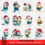 UAB Blazers Bluey Christmas NCAA Bundle 12 SVG Eps Dxf Png File, Digital Download, Instant Download