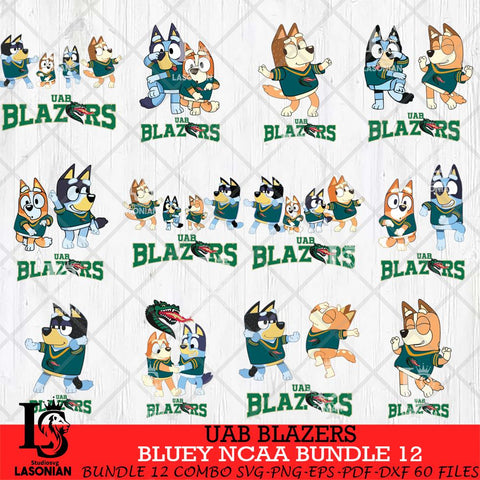 UAB Blazers Bluey Dace Mode NCAA Bundle 12 SVG Eps Dxf Png File, Digital Download, Instant Download