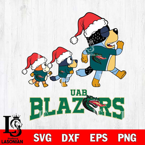 UAB Blazers Bluey Family Christmas Svg Eps Dxf Png File, Digital Download