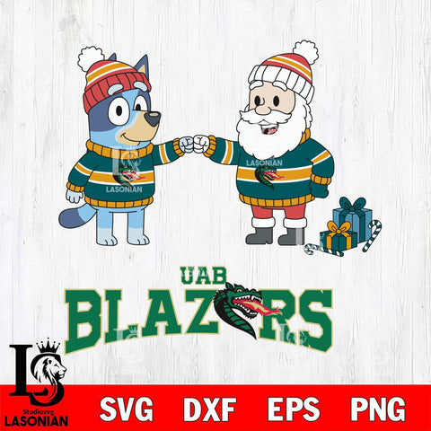 UAB Blazers Bluey With Satan Christmas File Cut, NCAA SVG DXF EPS PNG FILE, Digital Download,Instant Download, Silhouette