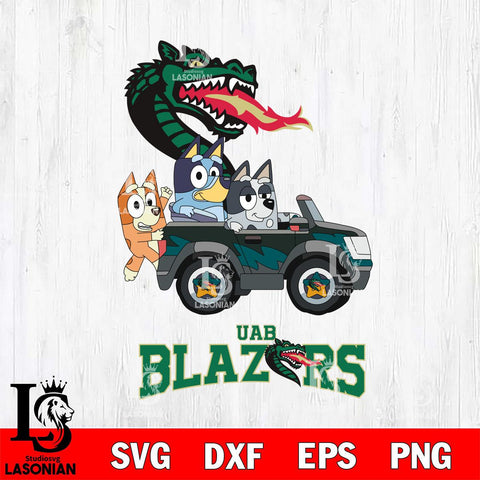 UAB Blazers Bluey friends car Svg Eps Dxf Png File, NCAA svg, Digital Download, Instant Download