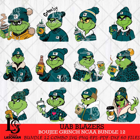 UAB Blazers Boujee Grinch NCAA Bundle 12 SVG Eps Dxf Png File, Digital Download, Instant Download