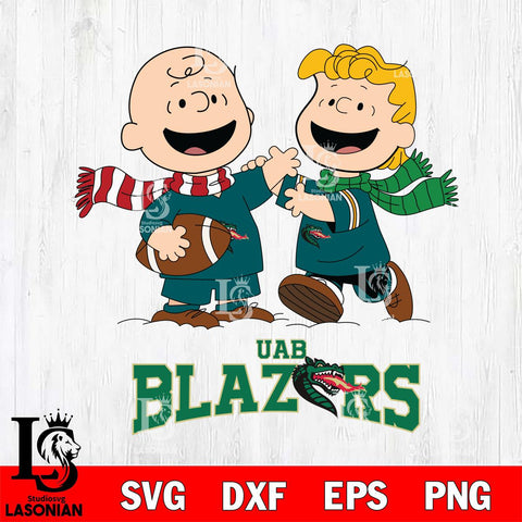 UAB Blazers Charlie Brown & Linus Football Cricut,Christmas SVG DXF EPS PNG FILE, NCAA Digital Download,Instant Download, Silhouette