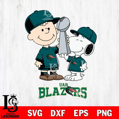 UAB Blazers Charlie Brown and Snoopy Champions Svg Eps Dxf Png File, NCAA svg , Digital Download , Instant Download, Cricut File
