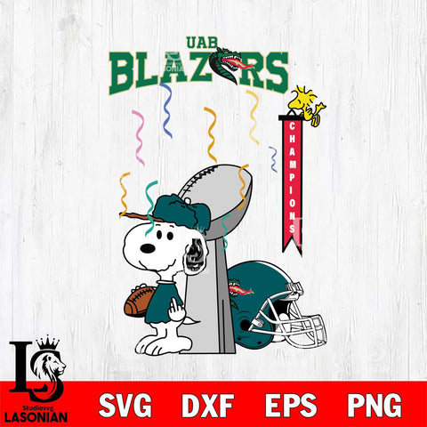 UAB Blazers Charlie Brown and Snoopy Super Bowl Svg Eps Dxf Png File, NCAA svg , Digital Download , Instant Download, Cricut File