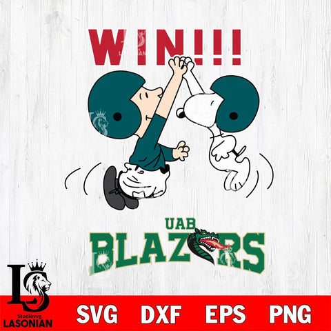 UAB Blazers Charlie Brown and Snoopy Win Svg Eps Dxf Png File, NCAA svg , Digital Download , Instant Download, Cricut File