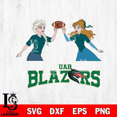 UAB Blazers Elsa & Anna Football Cricut,Christmas SVG DXF EPS PNG FILE, NCAA Digital Download,Instant Download, Silhouette