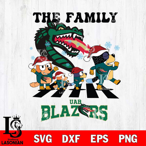 UAB Blazers Family Bluey Christmas Svg Eps Dxf Png File, Digital Download
