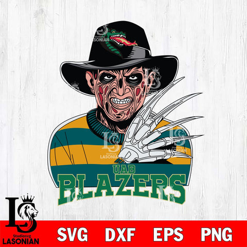 UAB Blazers Freddy Krueger Horror Halloween Svg Eps Dxf Png File, NCAA svg, Digital Download, Instant Download