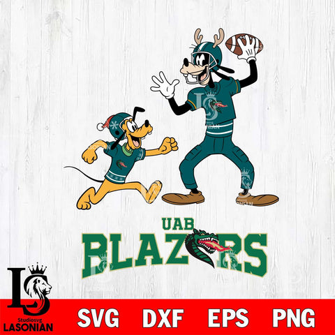 UAB Blazers Goofy & Pluto Football Cricut,Christmas SVG DXF EPS PNG FILE, NCAA Digital Download,Instant Download, Silhouette