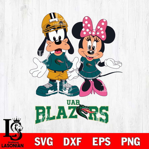 UAB Blazers Goofy and Minnie mouse Football SVG DXF EPS PNG FILE,NCAA svg ,Football Digital Download,Instant Download, Silhouette