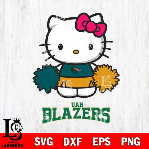 UAB Blazers Hello Kitty Cheerleader 2 Svg Eps Dxf Png File, Digital Download, Instant Download