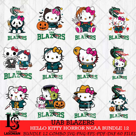 UAB Blazers Hello Kitty Horror NCAA Bundle 12 SVG Svg Eps Dxf Png File, Digital Download