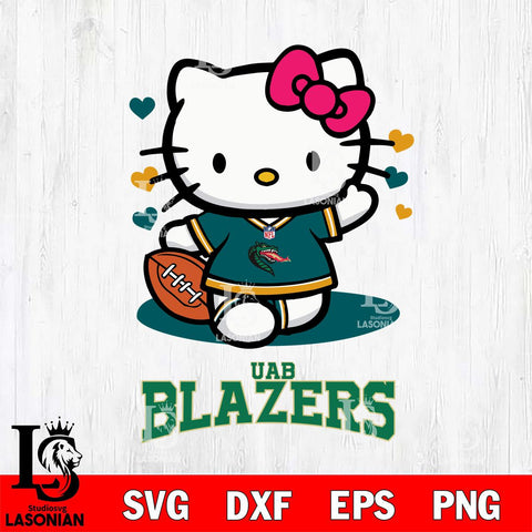 UAB Blazers Hello Kitty NCAA 3 Svg Eps Dxf Png File, Digital Download, Instant Download