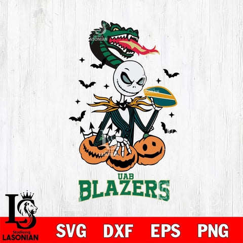 UAB Blazers Jack Skellington 2 halloween Svg Eps Dxf Png File, NCAA svg, Digital Download, Instant Download