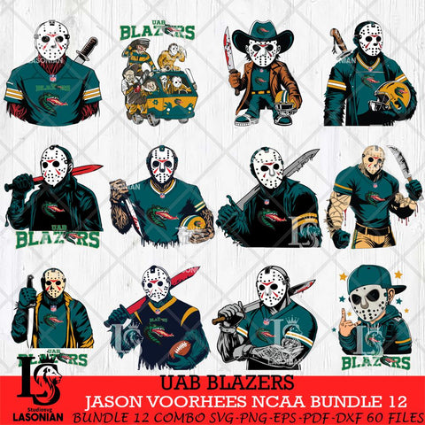 UAB Blazers Jason Voorhees Horror Bundle 12 SVG Eps Dxf Png File, bundle NCAA svg, Digital Download, Instant Download