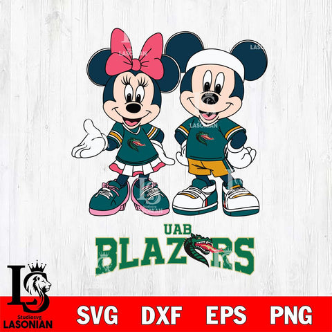 UAB Blazers Mickey And Minnie Football Svg Eps Dxf Png File, NCAA svg , Digital Download , Instant Download, Cricut File