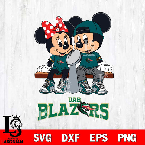 UAB Blazers Mickey And Minnie Football Champions Svg Eps Dxf Png File, NCAA svg , Digital Download , Instant Download, Cricut File