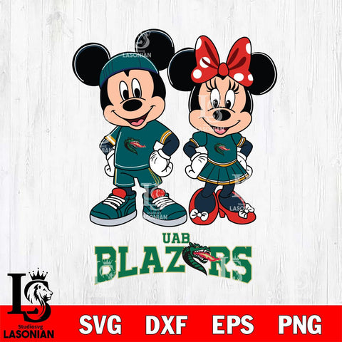 UAB Blazers Mickey And Minnie Rugby Svg Eps Dxf Png File, NCAA svg , Digital Download , Instant Download, Cricut File