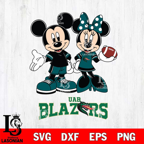 UAB Blazers Mickey Minnie Football Svg Eps Dxf Png File, NCAA svg , Digital Download , Instant Download, Cricut File