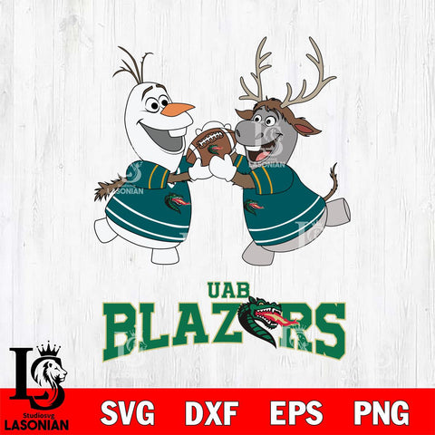UAB Blazers Olaf & Sven Football Cricut,Christmas SVG DXF EPS PNG FILE, NCAA Digital Download,Instant Download, Silhouette