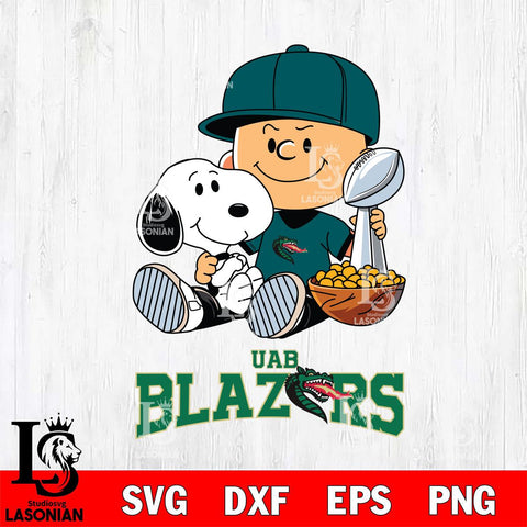 UAB Blazers Peanuts Snoopy Champion football SVG DXF EPS PNG FILE,Snoopy File Cut, NCAA Digital Download,Instant Download,Christmas Silhouette