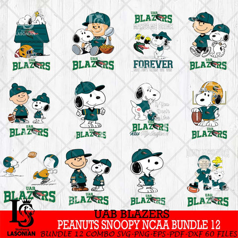 UAB Blazers Peanuts Snoopy Player NCAA Bundle 12 SVG DXF EPS PNG FILE,Snoopy File Cut, bundle NCAA Digital Download,Instant Download, Silhouette