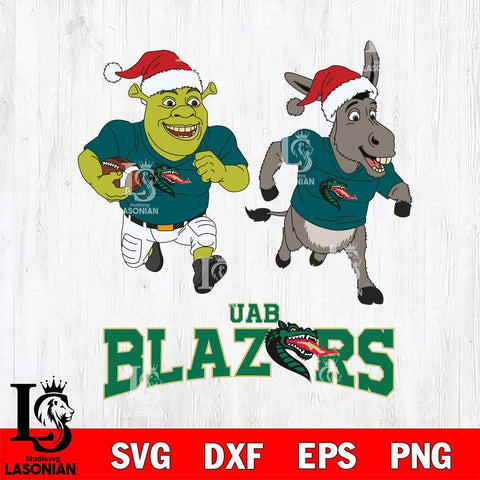 UAB Blazers Shrek and Donkey Football Cricut,Christmas SVG DXF EPS PNG FILE, NCAA Digital Download,Instant Download, Silhouette