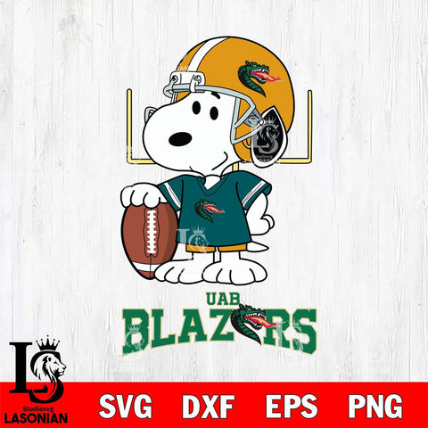 UAB Blazers Snoopy Player Football SVG DXF EPS PNG FILE,Snoopy File Cut, NCAA Digital Download,Instant Download,Christmas Silhouette
