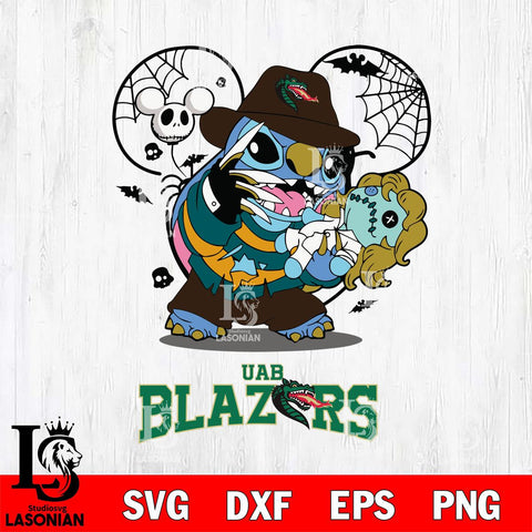 UAB Blazers Stitch Freddy Krueger Halloween Svg Eps Dxf Png File, Digital Download, Instant Download