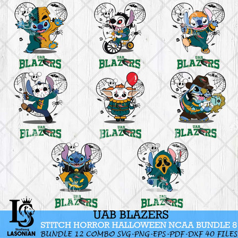 UAB Blazers Stitch Horror Halloween Bundle NCAA Svg Eps Dxf Png File, Digital Download, Instant Download