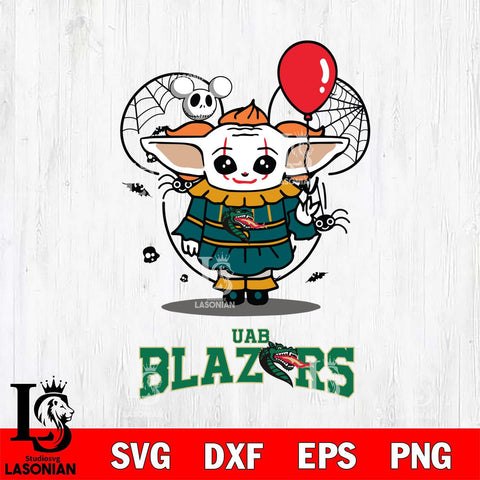 UAB Blazers Stitch Pennywise Halloween Svg Eps Dxf Png File, Digital Download, Instant Download