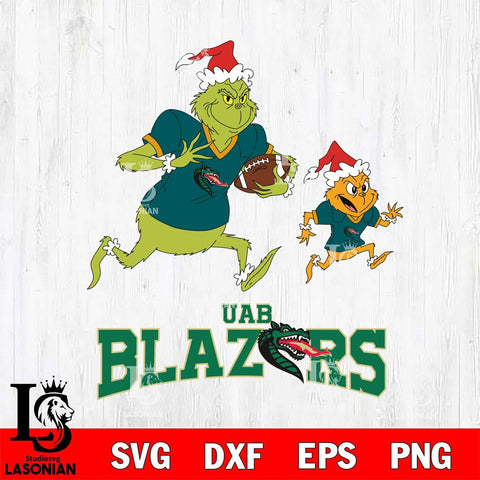 UAB Blazers The Grinch & Max Football Cricut,Christmas SVG DXF EPS PNG FILE, NCAA Digital Download,Instant Download, Silhouette
