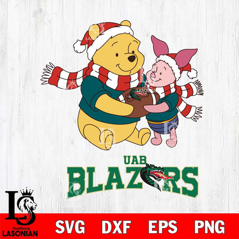 UAB Blazers Winnie the Pooh & Piglet Football Cricut,Christmas SVG DXF EPS PNG FILE, NCAA Digital Download,Instant Download, Silhouette