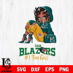 UAB Blazers #1 beauty Black Fan Girl, Svg Eps Dxf Png File, Digital Download