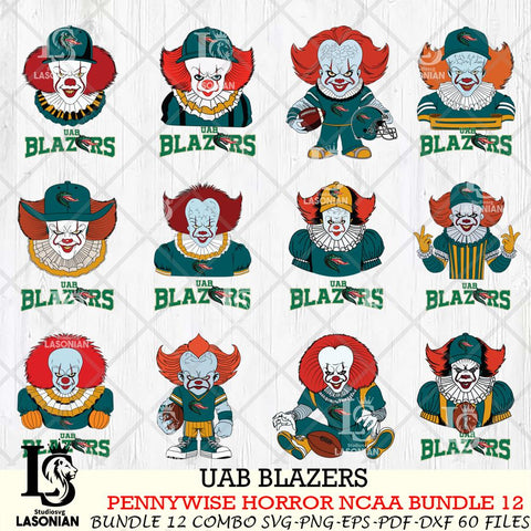 UAB Blazers  Pennywise Horror NCAA Bundle 12 SVG Svg Eps Dxf Png File, Digital Download